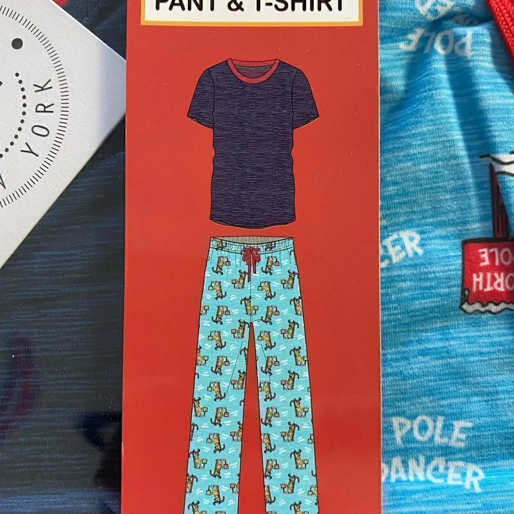 ANDE Holiday Men’s Pant and T-Shirt Sleep Set - Comical Reindeer